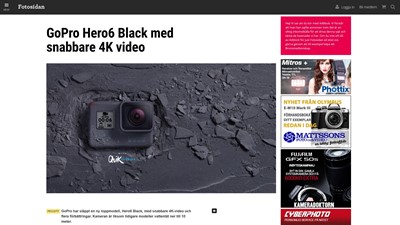 GoPro Hero6 Black med snabbare 4K video