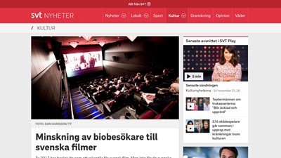 Minskning av biobesökare till svenska filmer