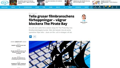 Telia vägrar blockera The Pirate Bay
