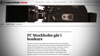Filmcentrum Stockholm går i konkurs