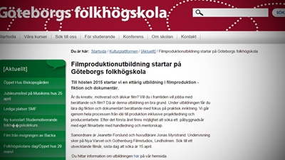 Ny filmutbildning på Göteborgs folkhögskola